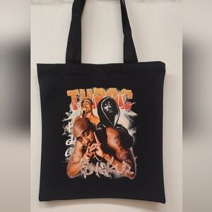 Tupac 2pac Music legend Fan Custom Tote Bag Black Hip hop rap Graphic